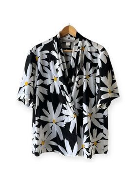 Collections Internationale Black and White Floral Light Jacket Size 16